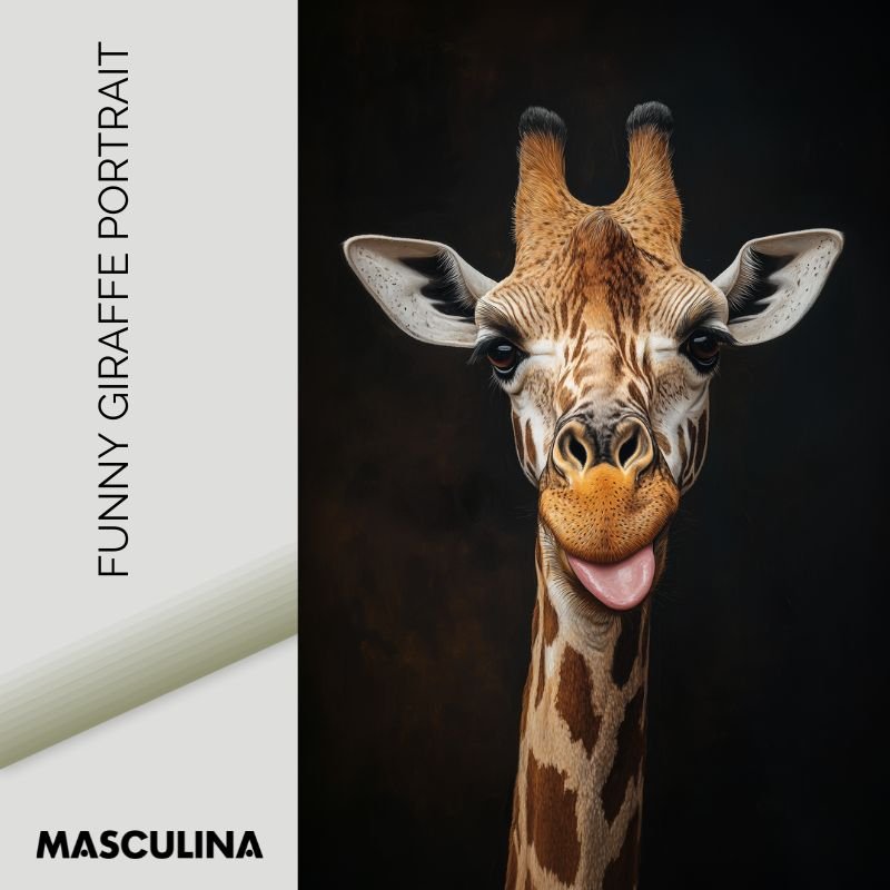 FUNNY GIRAFFE PORTRAIT*Dibond*40x60*Dibond*Kunstwerk*Masculina.nl
