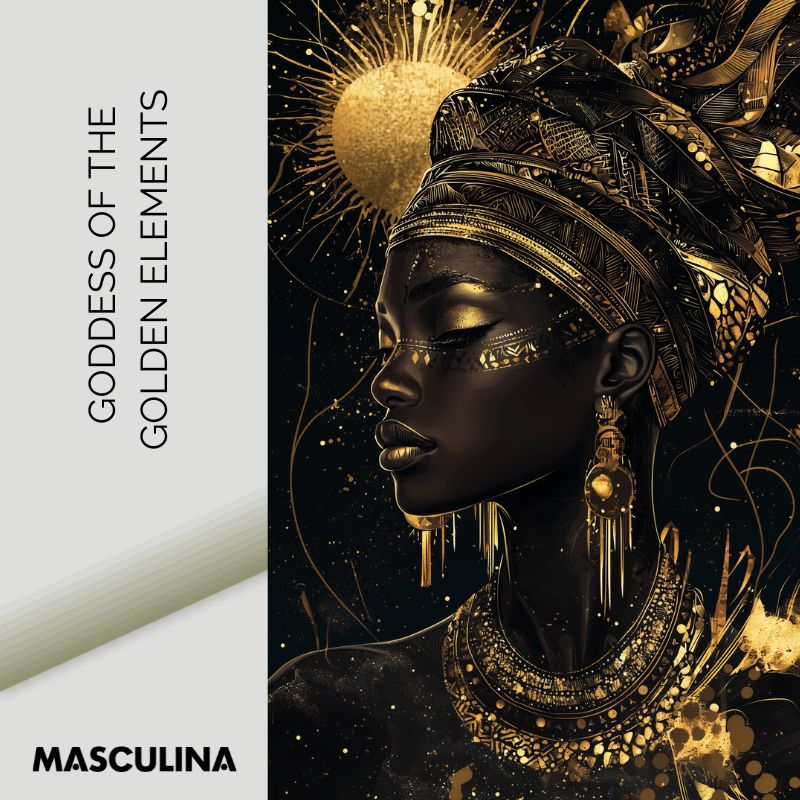 GODDESS OF THE GOLDEN ELEMENTS*Dibond*40x60*Dibond*Kunstwerk*Masculina.nl