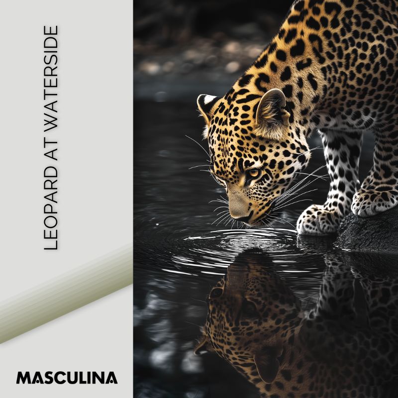 LEOPARD AT WATERSIDE*Dibond*40x60*Dibond*Kunstwerk*Masculina.nl