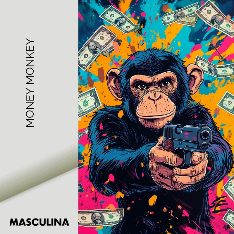 MONEY MONKEY*Dibond*40x60 cm*Dibond*Kunstwerk*Masculina.nl