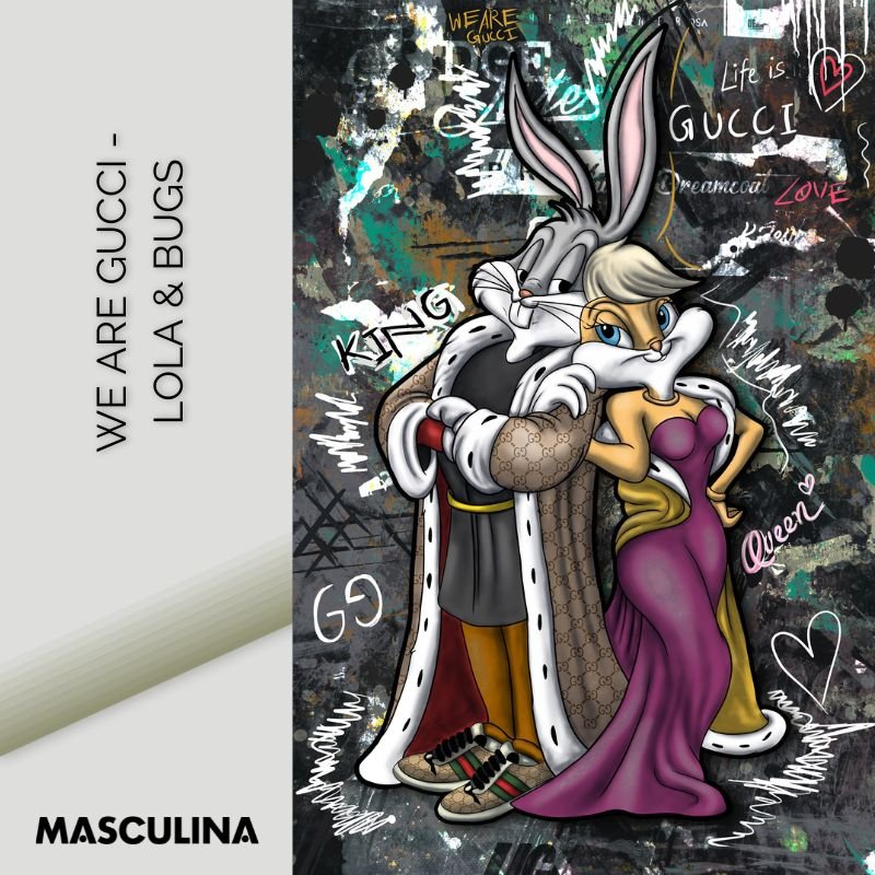 WE ARE GUCCI - LOLA & BUGS*Dibond*40x60 cm*Dibond*Kunstwerk*Masculina.nl