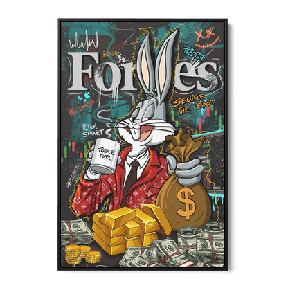 BILLIONAIRE BUNNY*Canvas*40x60 cm*Baklijst*Kunstwerk*Masculina.nl