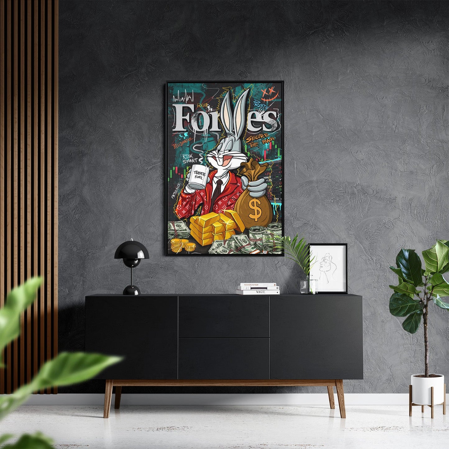 BILLIONAIRE BUNNY*Canvas*40x60 cm*Baklijst*Kunstwerk*Masculina.nl