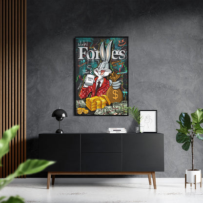 BILLIONAIRE BUNNY*Canvas*40x60 cm*Baklijst*Kunstwerk*Masculina.nl