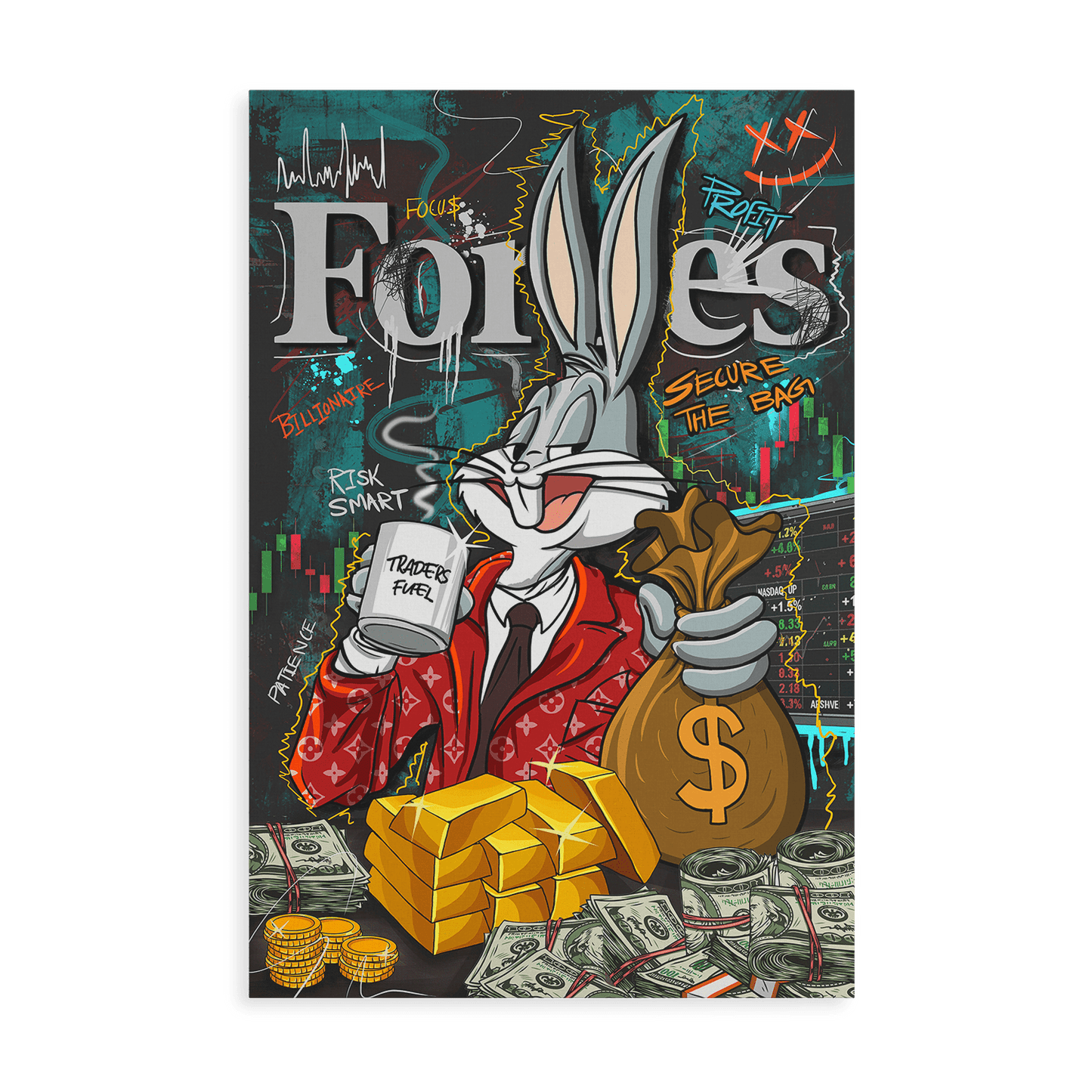 BILLIONAIRE BUNNY*Canvas*40x60 cm*Canvas*Kunstwerk*Masculina.nl
