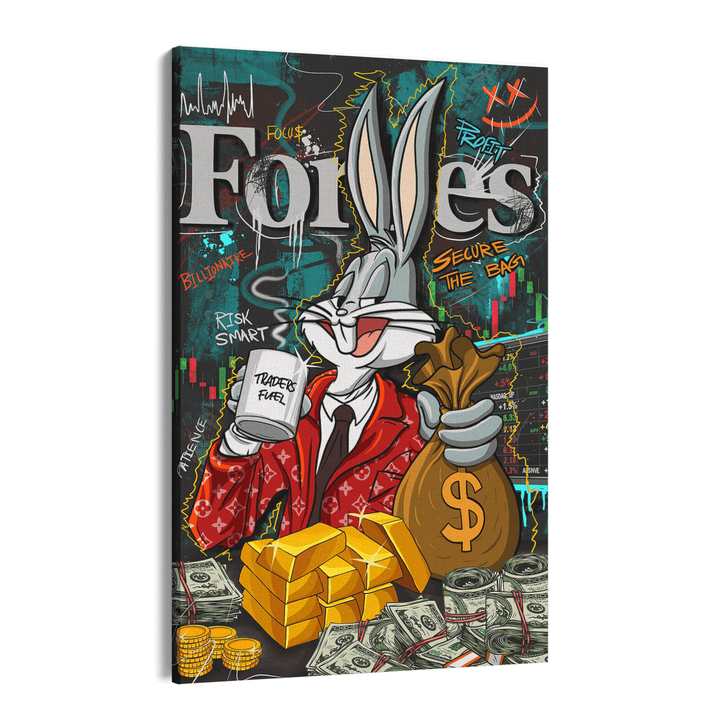 BILLIONAIRE BUNNY*Canvas*40x60 cm*Canvas*Kunstwerk*Masculina.nl