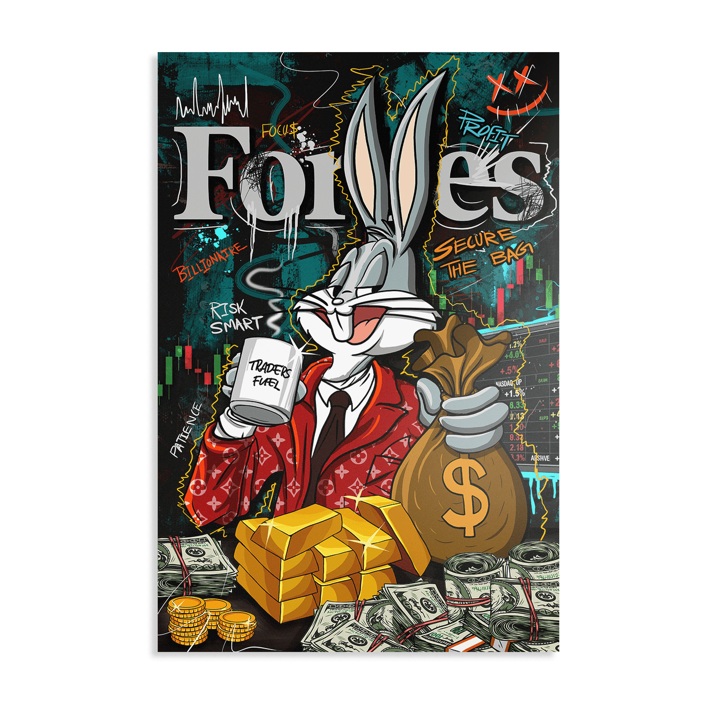 BILLIONAIRE BUNNY*Dibond*40x60 cm*Dibond*Kunstwerk*Masculina.nl