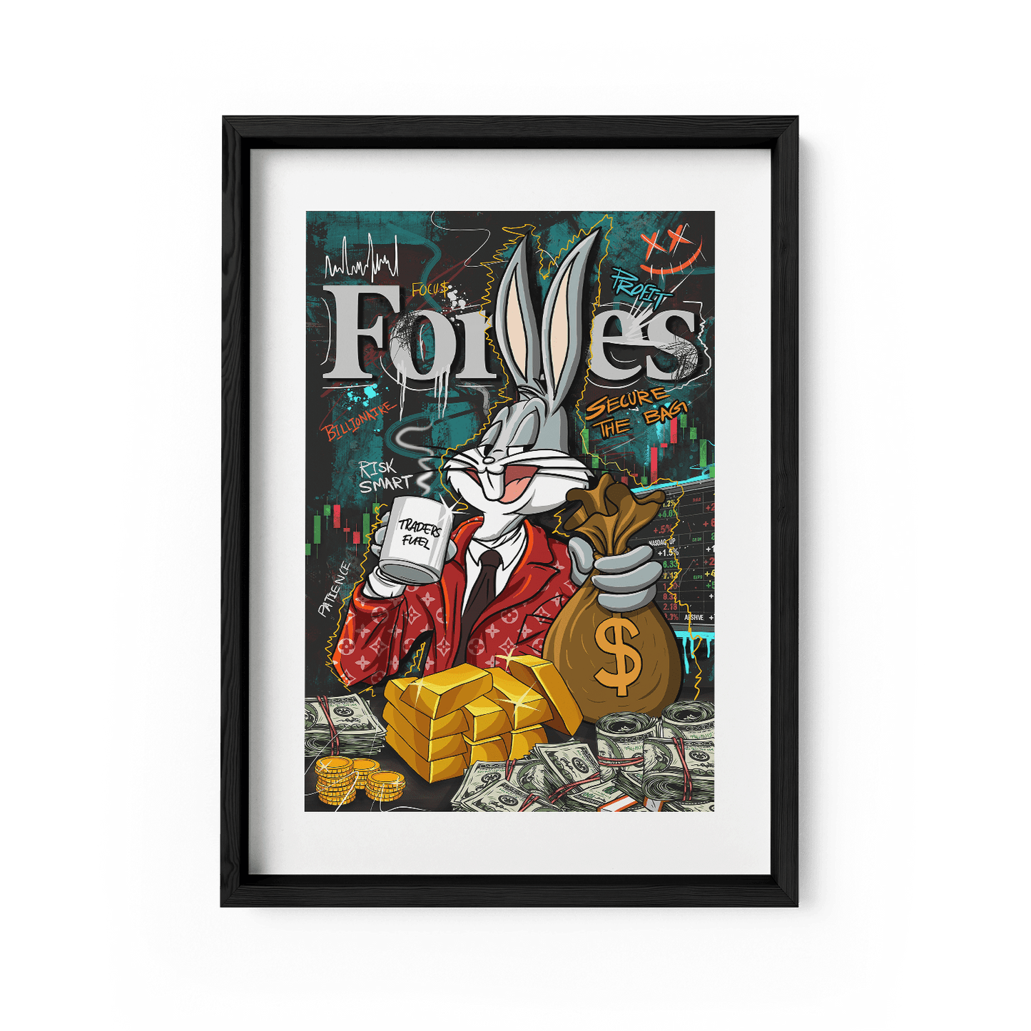 BILLIONAIRE BUNNY*Papier*40x60 cm*Papier*Kunstwerk*Masculina.nl