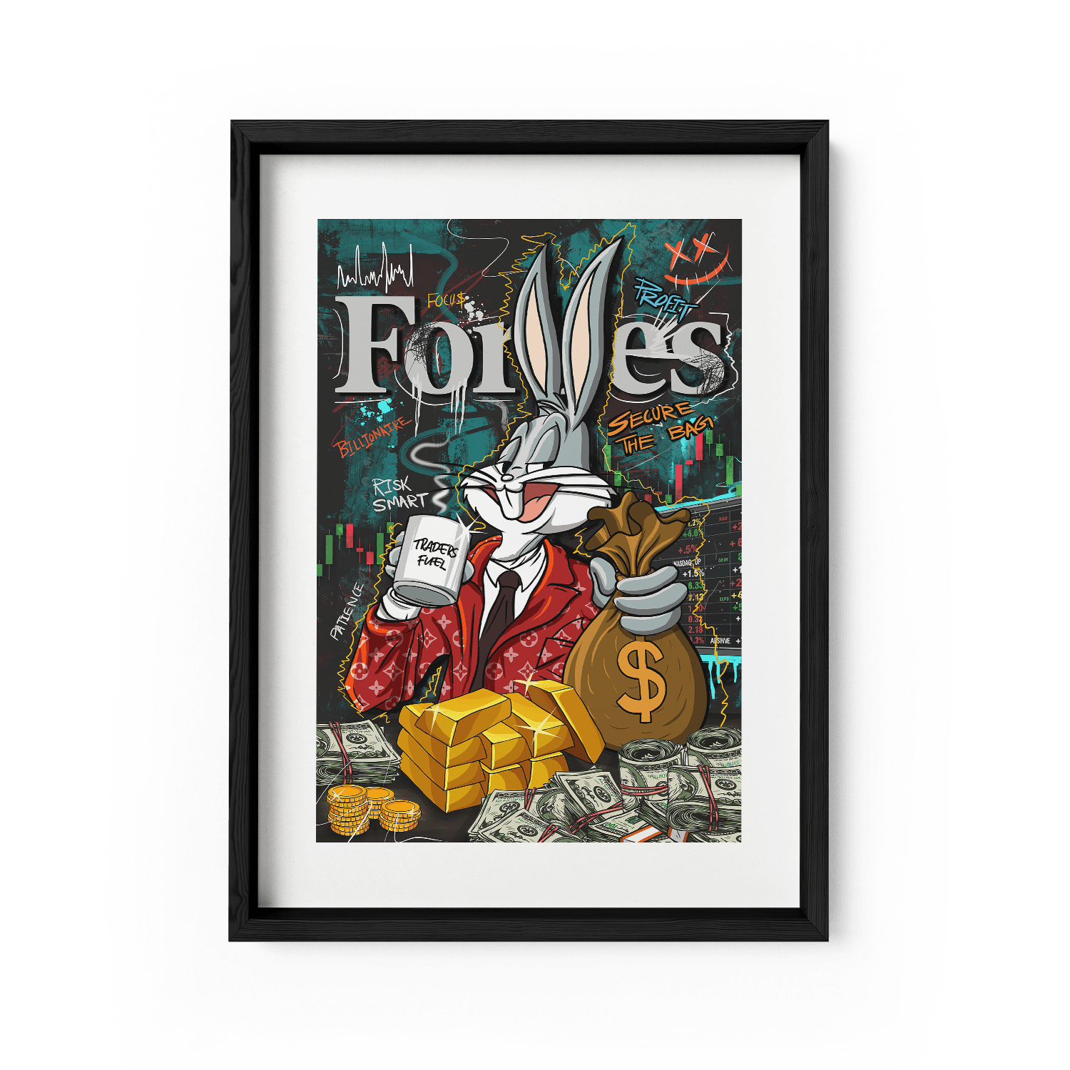 BILLIONAIRE BUNNY*Papier*40x60 cm*Papier*Kunstwerk*Masculina.nl