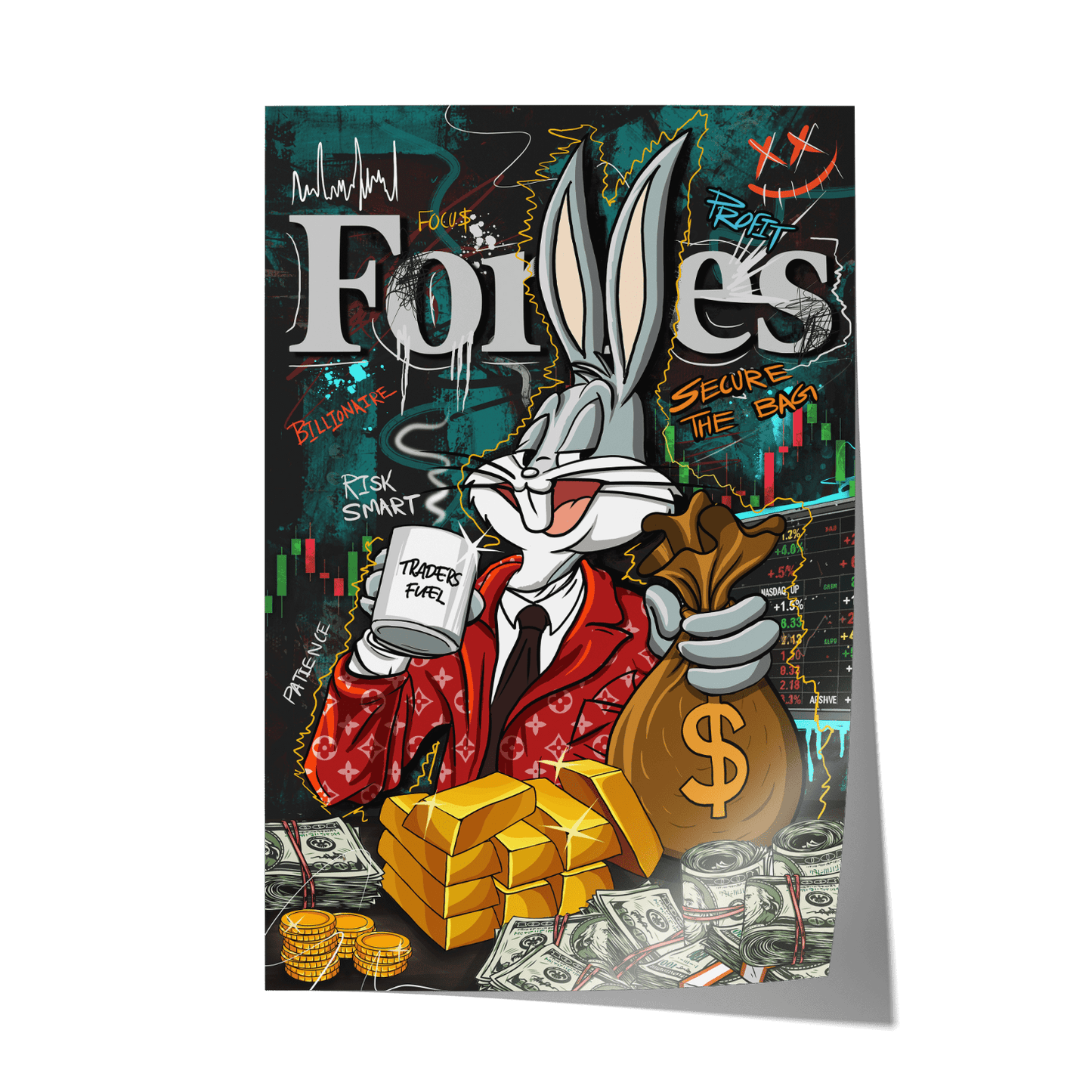 BILLIONAIRE BUNNY*Papier*40x60 cm*Papier*Kunstwerk*Masculina.nl