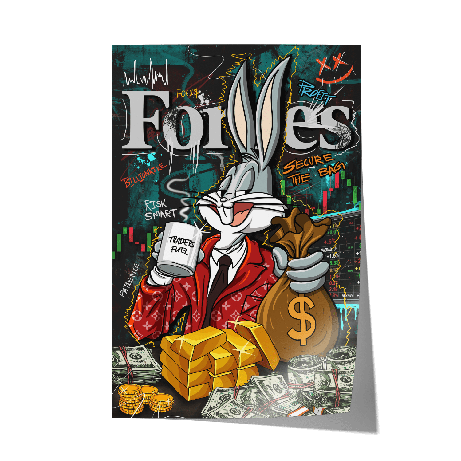 BILLIONAIRE BUNNY*Papier*40x60 cm*Papier*Kunstwerk*Masculina.nl
