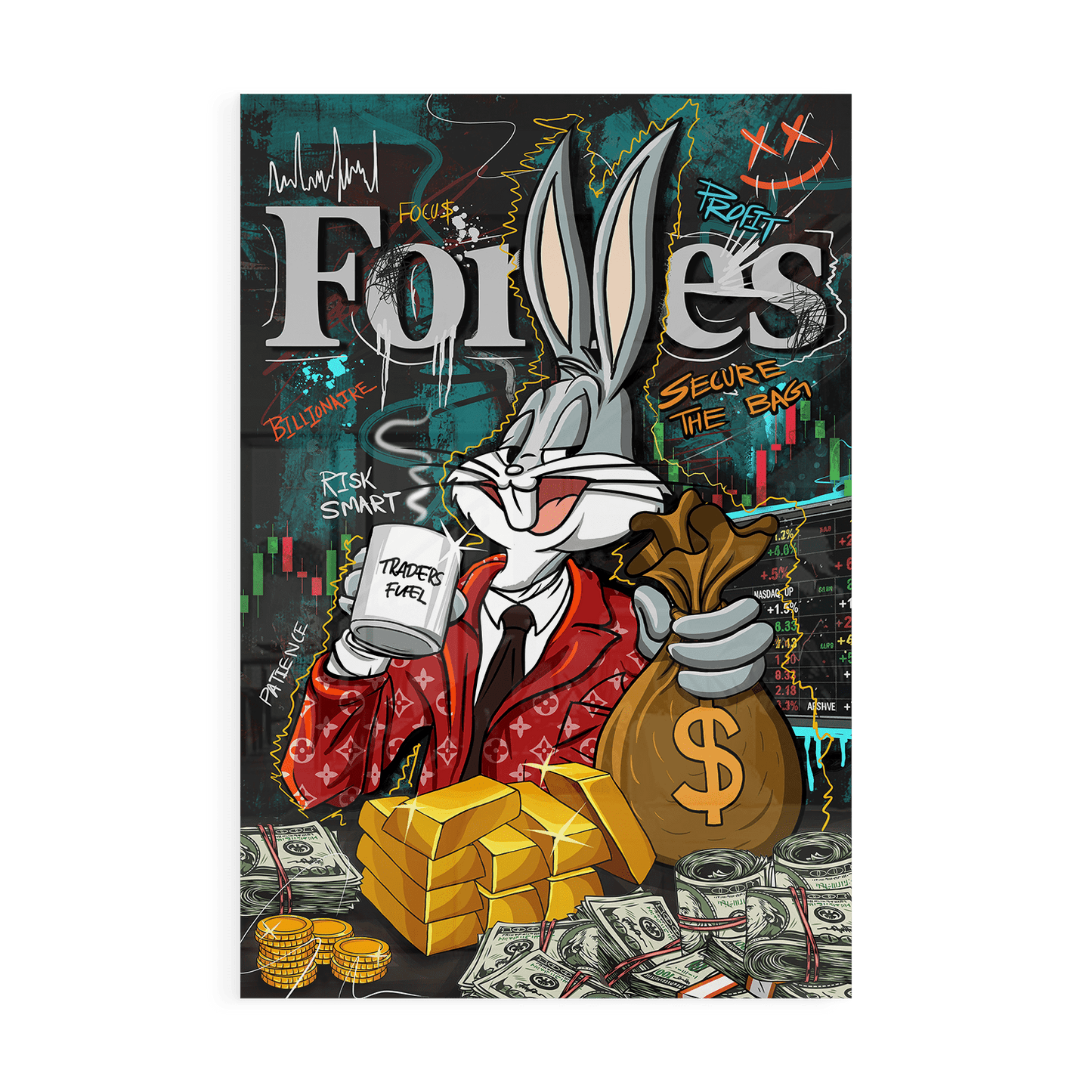 BILLIONAIRE BUNNY*Plexiglas*40x60 cm*Plexiglas*Kunstwerk*Masculina.nl
