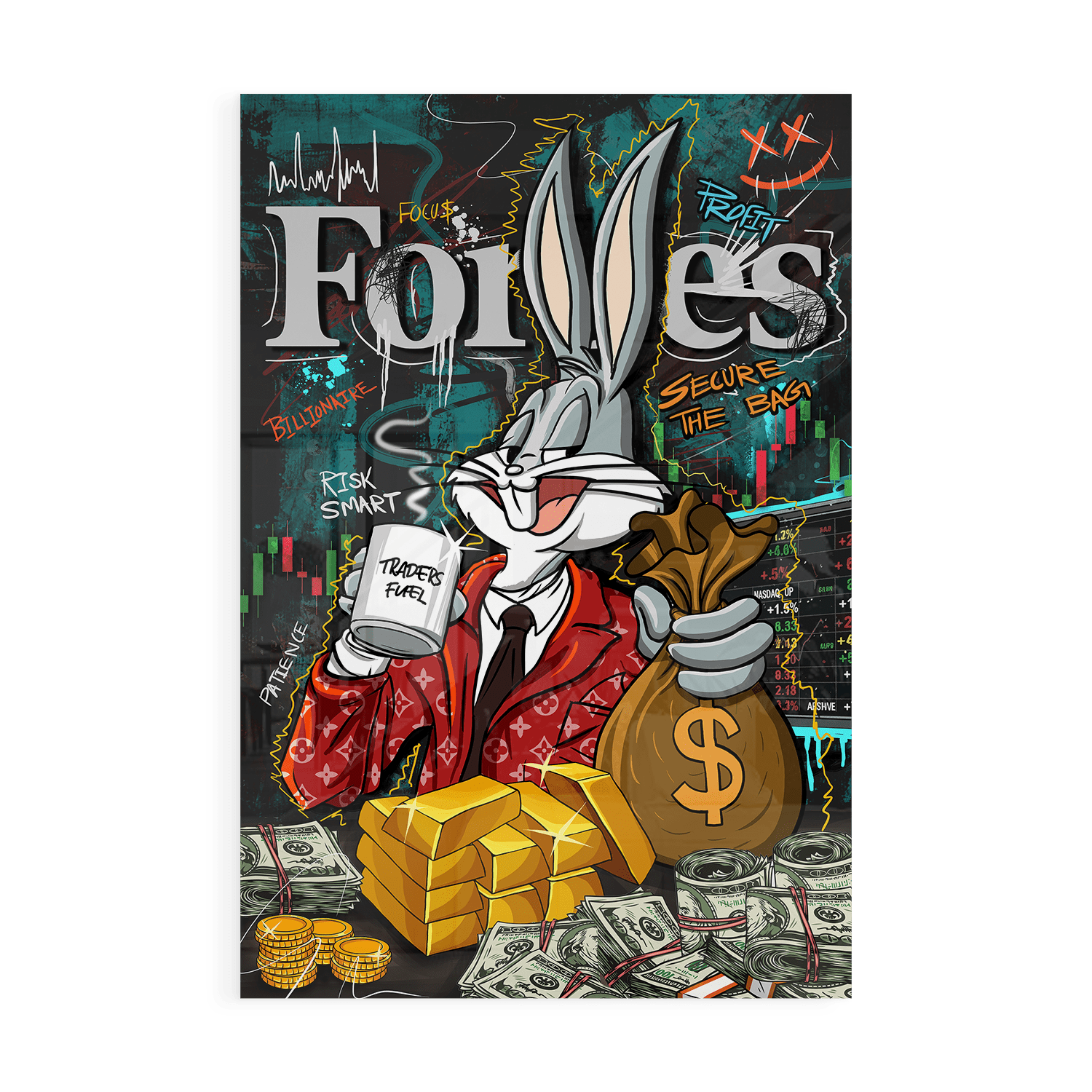 BILLIONAIRE BUNNY*Plexiglas*40x60 cm*Plexiglas*Kunstwerk*Masculina.nl