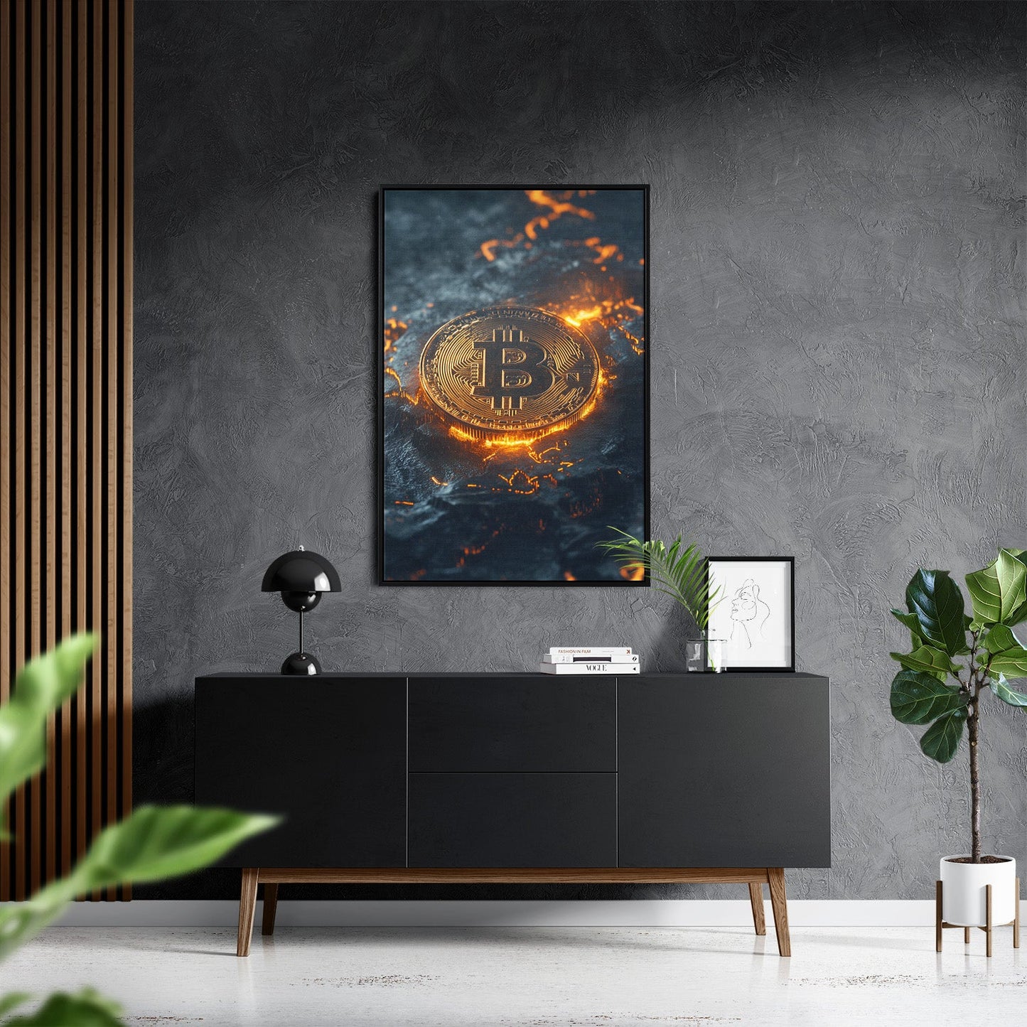 BITCOIN x VOLCANO ROCK*Canvas*40x60*Baklijst*Kunstwerk*Masculina.nl