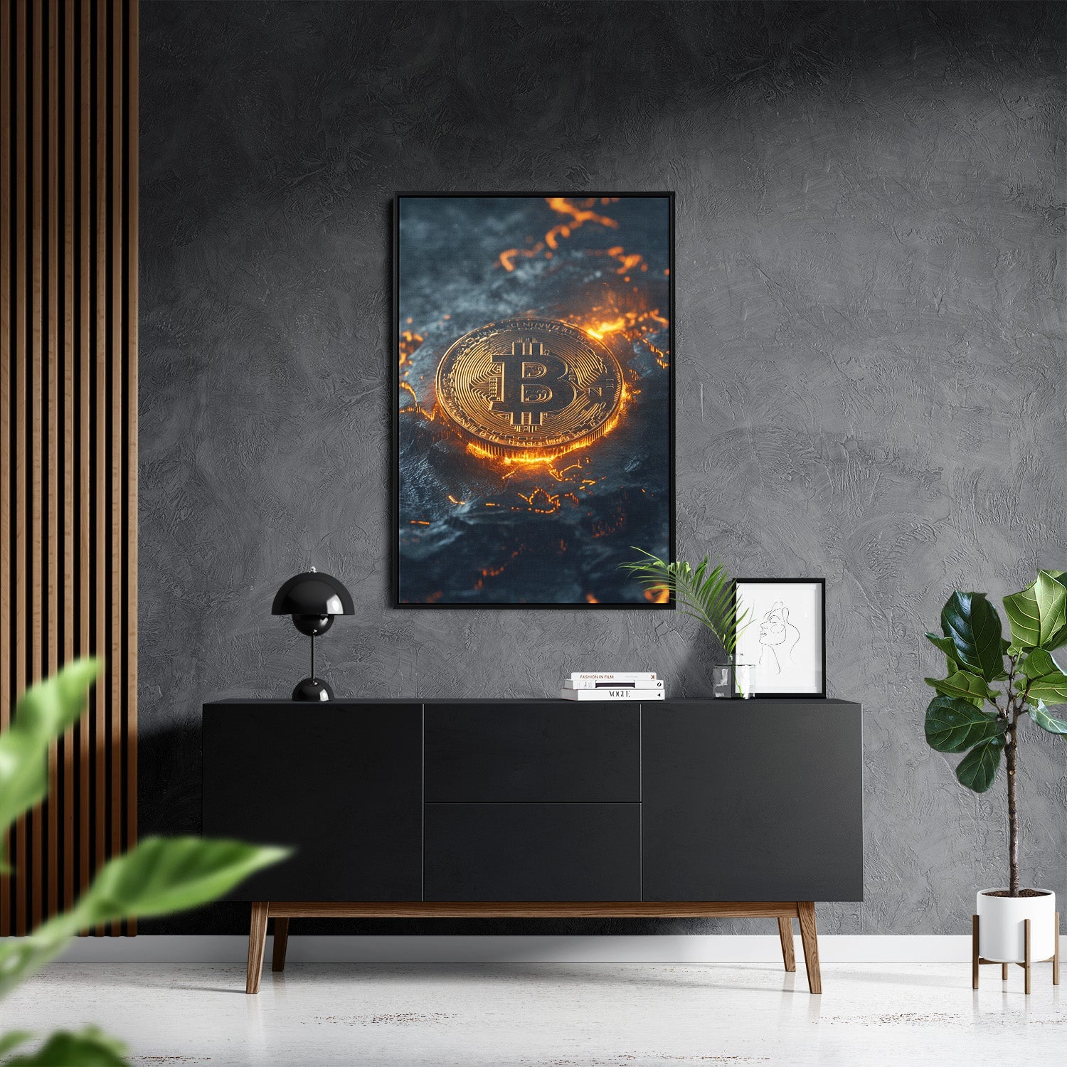 BITCOIN x VOLCANO ROCK*Canvas*40x60*Baklijst*Kunstwerk*Masculina.nl