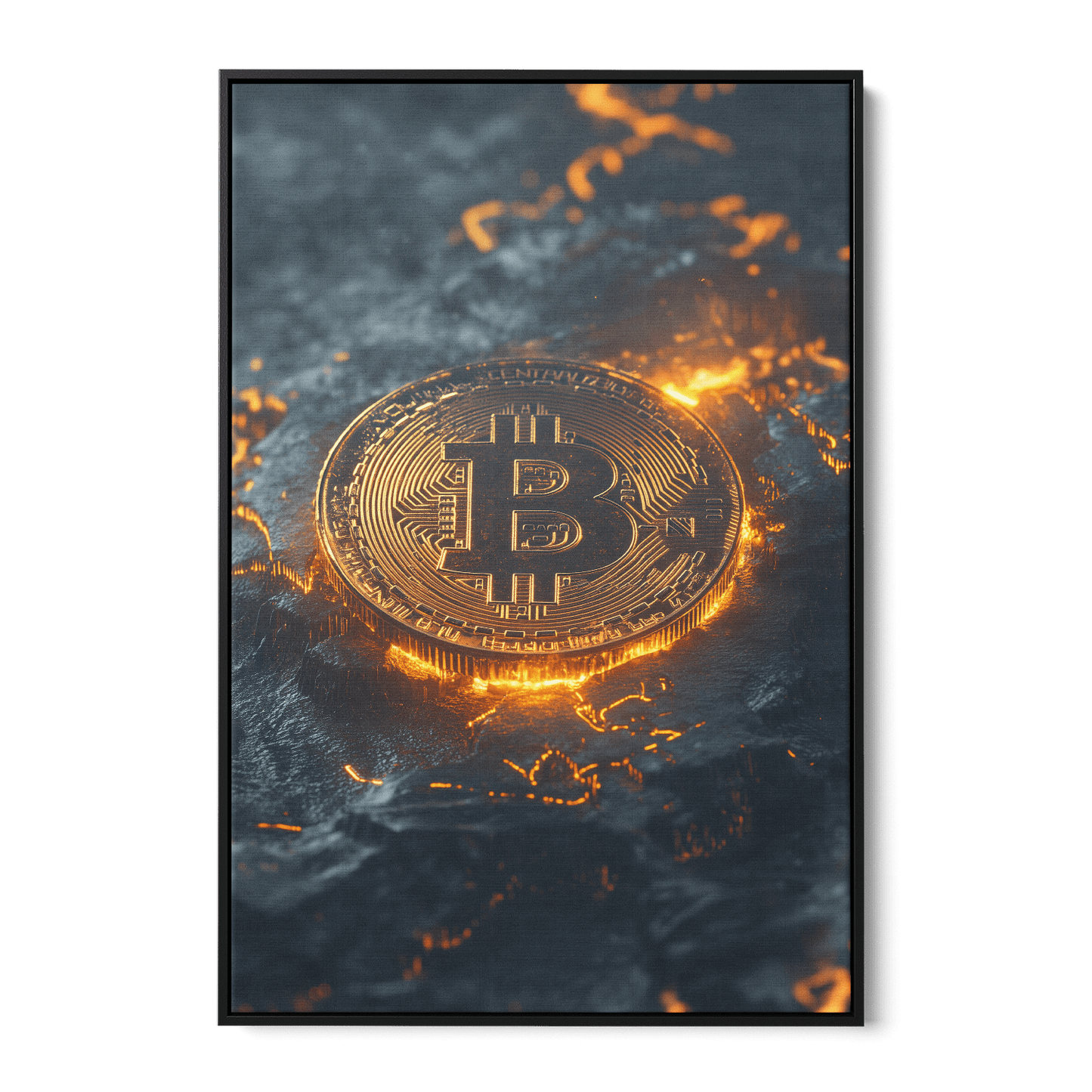 BITCOIN x VOLCANO ROCK*Canvas*40x60*Baklijst*Kunstwerk*Masculina.nl