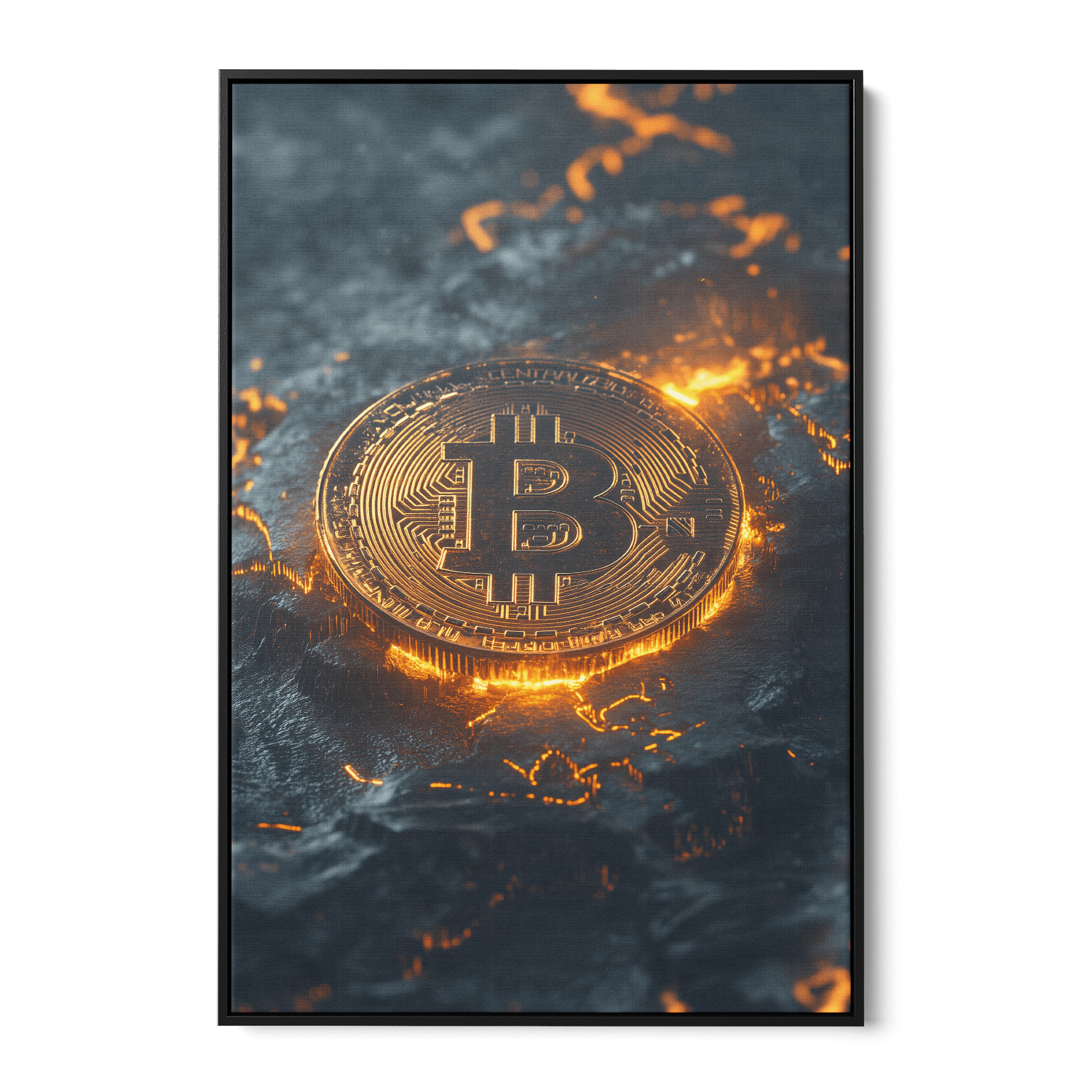 BITCOIN x VOLCANO ROCK*Canvas*40x60*Baklijst*Kunstwerk*Masculina.nl