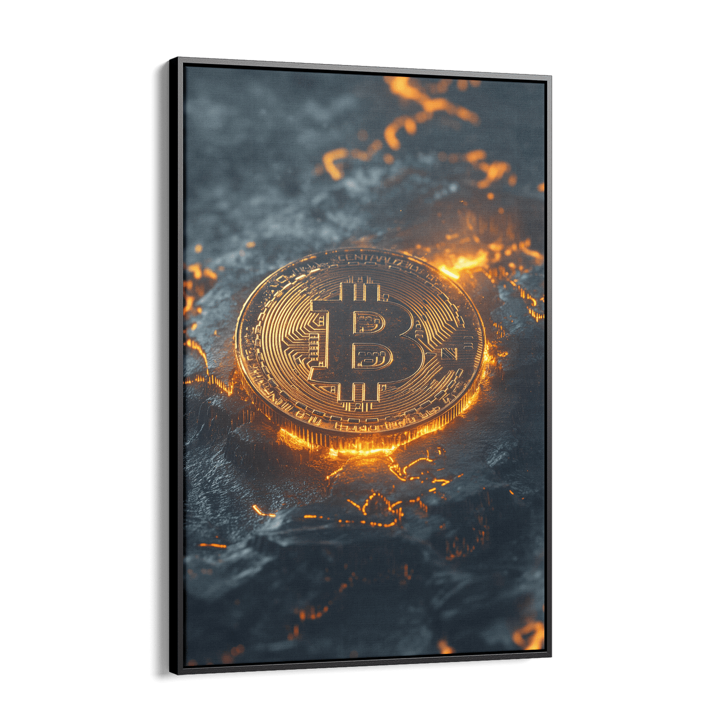BITCOIN x VOLCANO ROCK*Canvas*40x60*Baklijst*Kunstwerk*Masculina.nl