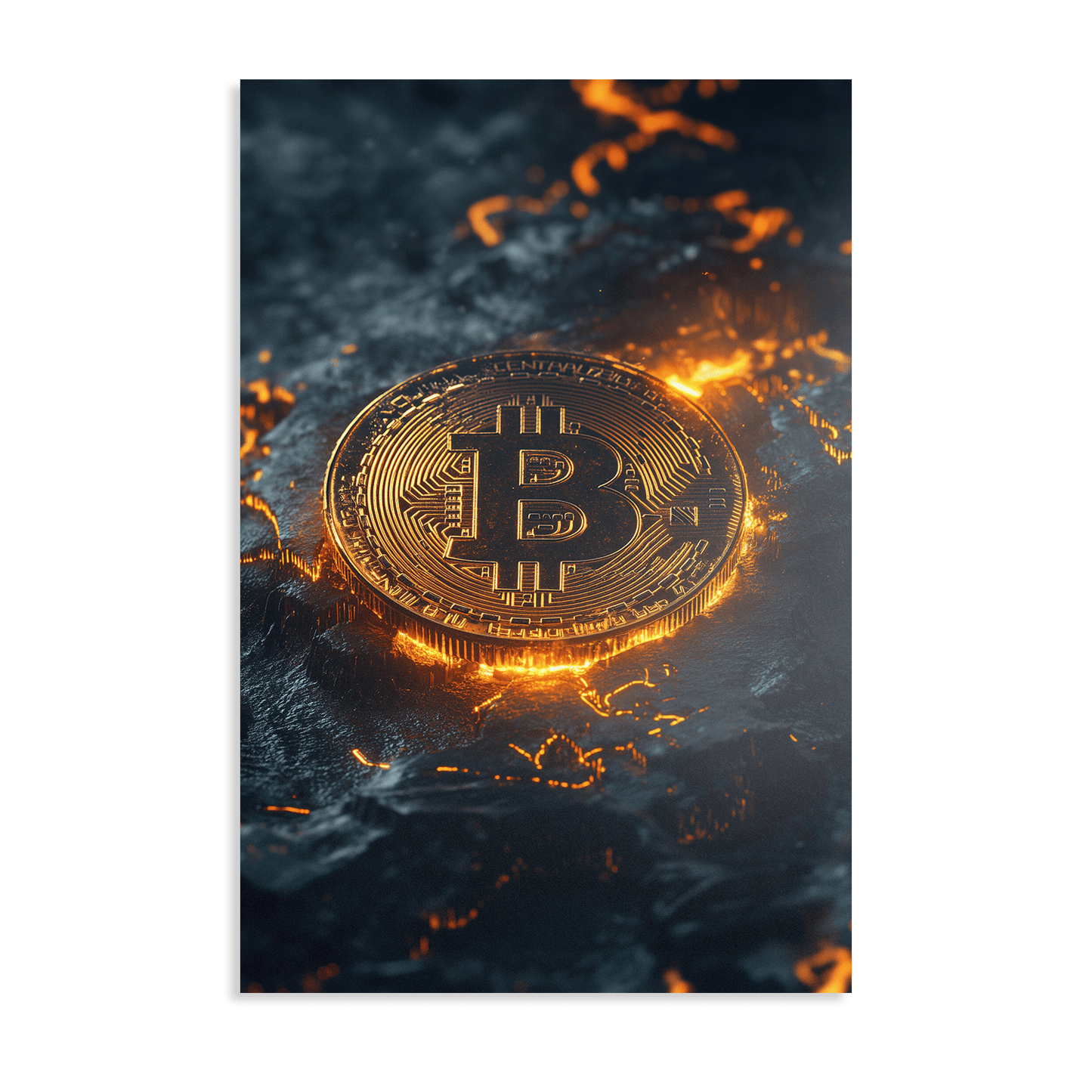 BITCOIN x VOLCANO ROCK*Dibond*40x60*Dibond*Kunstwerk*Masculina.nl