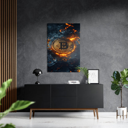 BITCOIN x VOLCANO ROCK*Dibond*40x60*Dibond*Kunstwerk*Masculina.nl