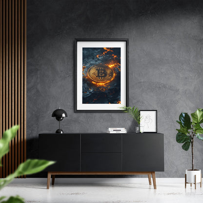 BITCOIN x VOLCANO ROCK*Papier*40x60*Papier*Kunstwerk*Masculina.nl