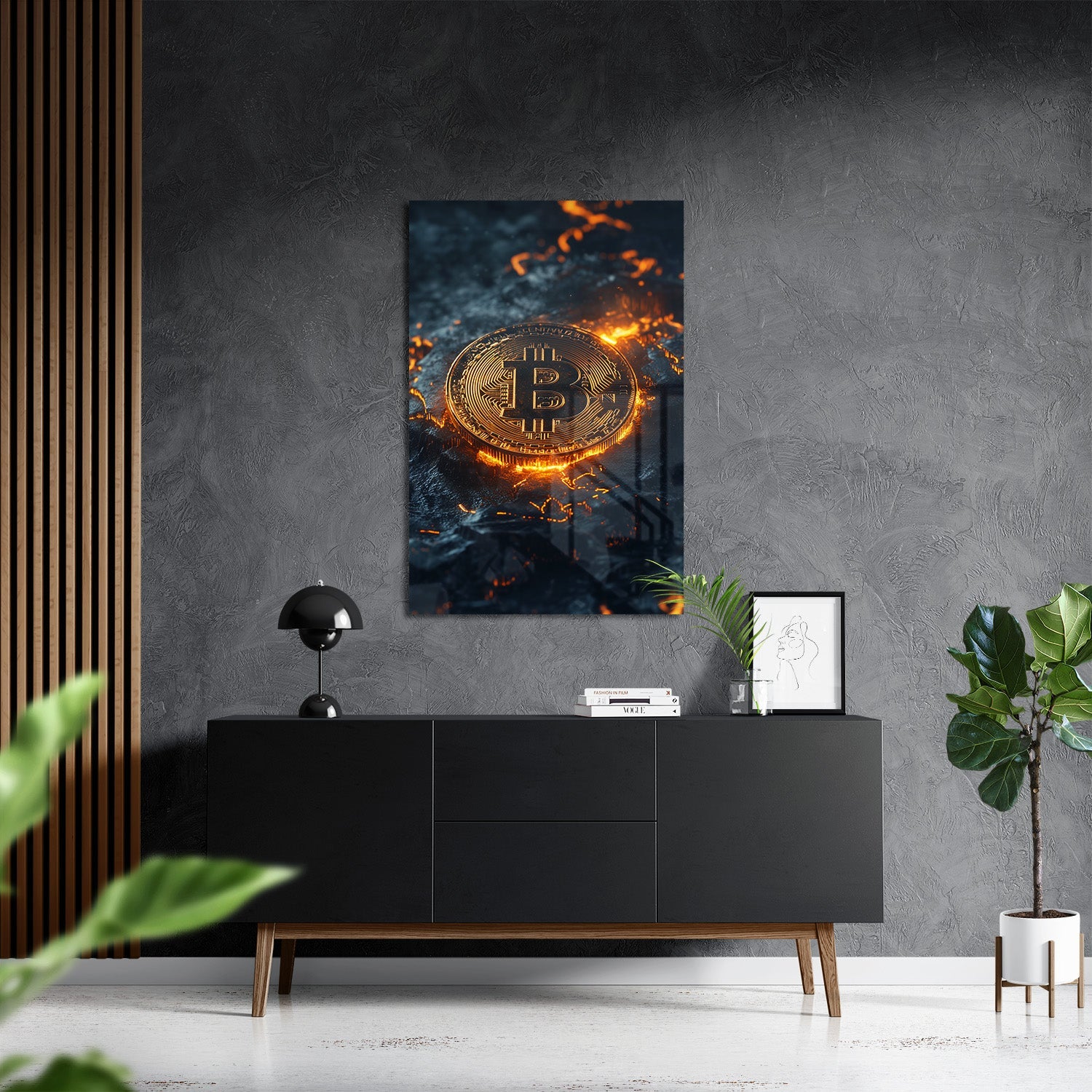 BITCOIN x VOLCANO ROCK*Plexiglas*40x60*Plexiglas*Kunstwerk*Masculina.nl