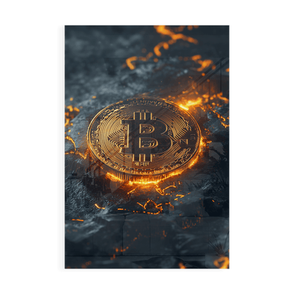 BITCOIN x VOLCANO ROCK*Plexiglas*40x60*Plexiglas*Kunstwerk*Masculina.nl