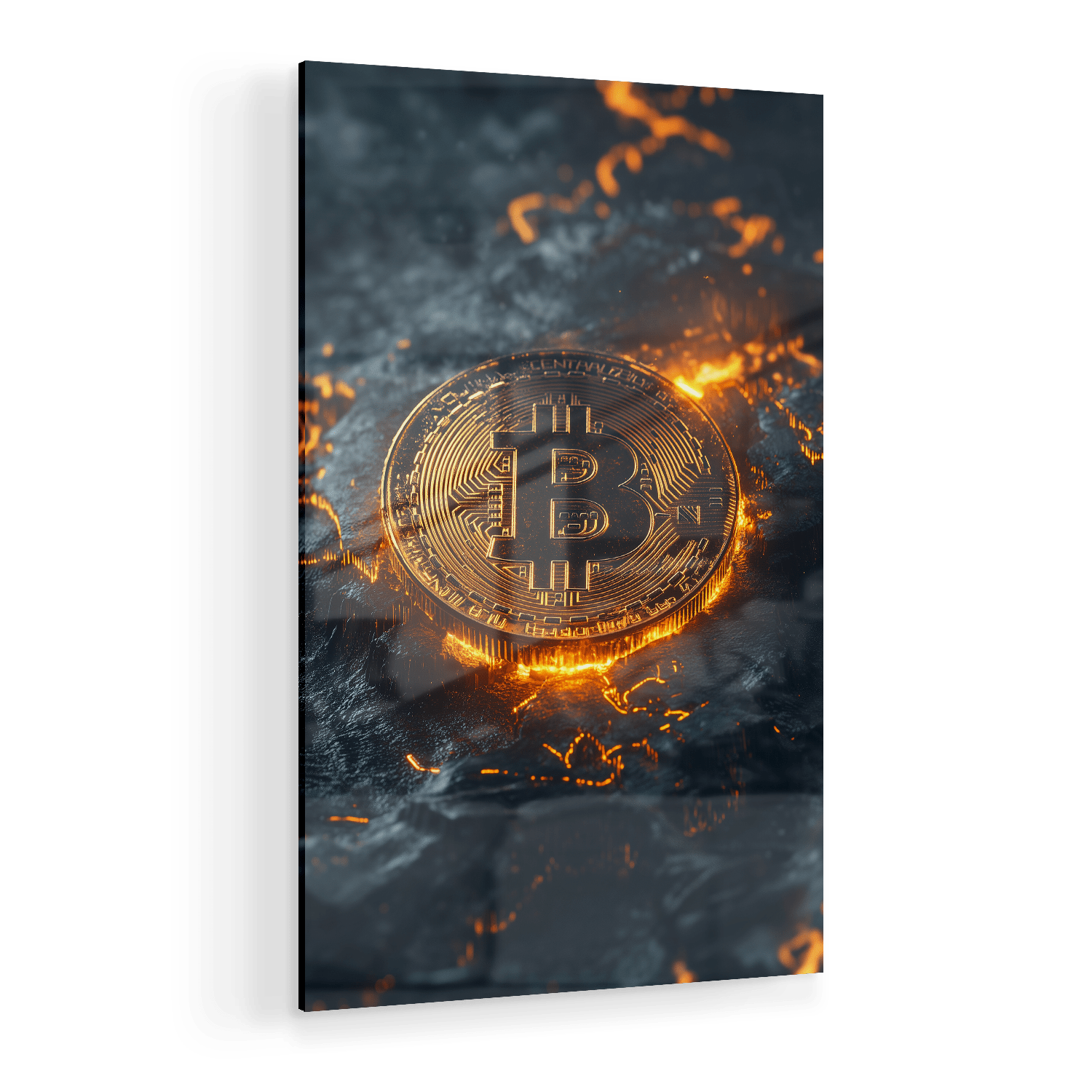 BITCOIN x VOLCANO ROCK*Plexiglas*40x60*Plexiglas*Kunstwerk*Masculina.nl