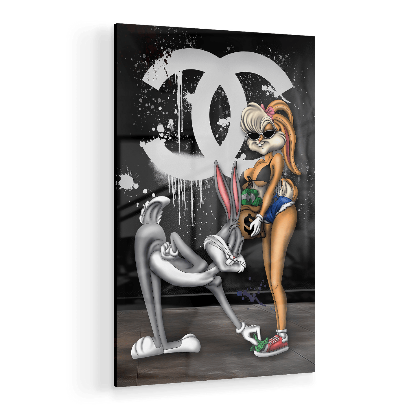 CASH & CURVES*Plexiglas*40x60*Plexiglas*Kunstwerk*Masculina.nl
