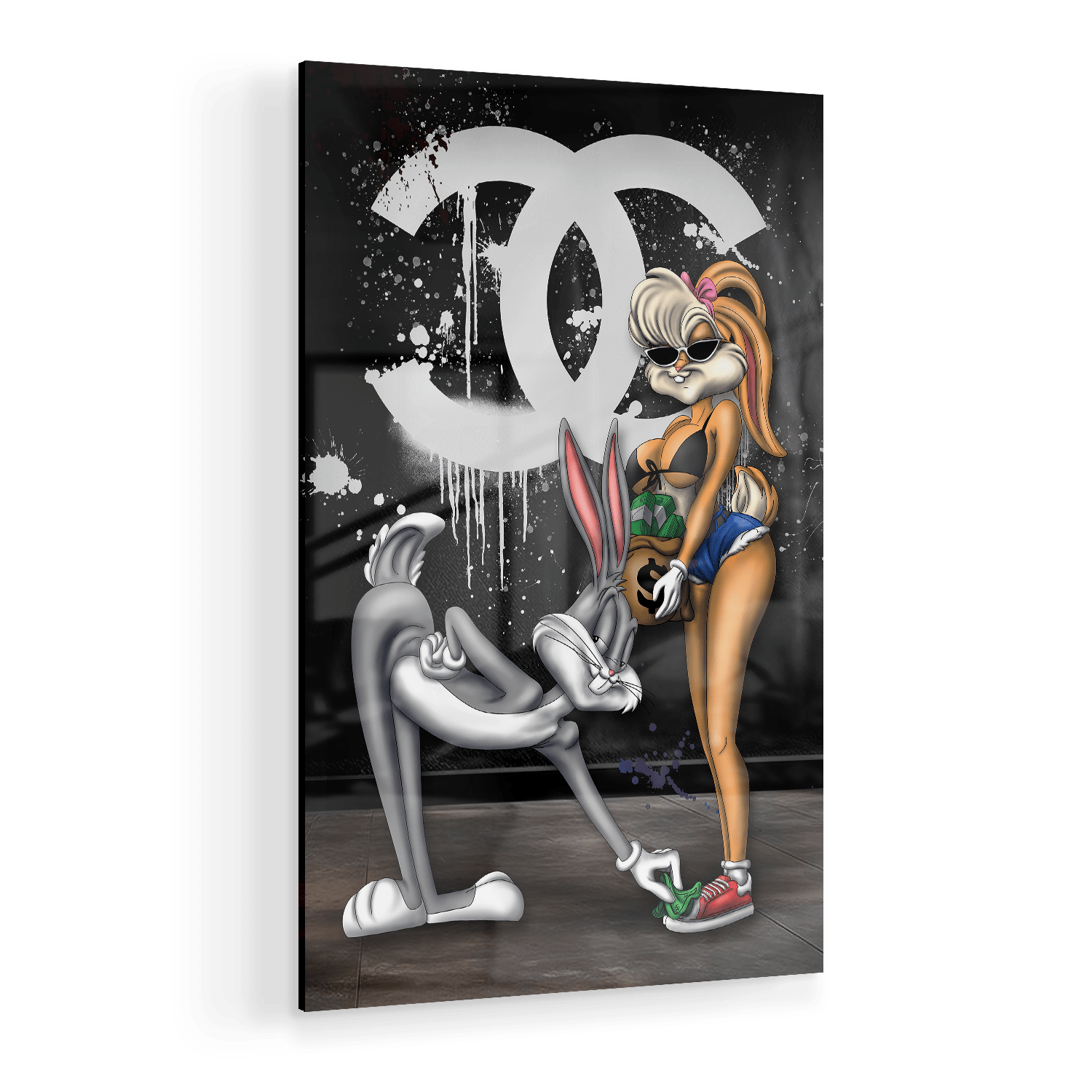 CASH & CURVES*Plexiglas*40x60*Plexiglas*Kunstwerk*Masculina.nl