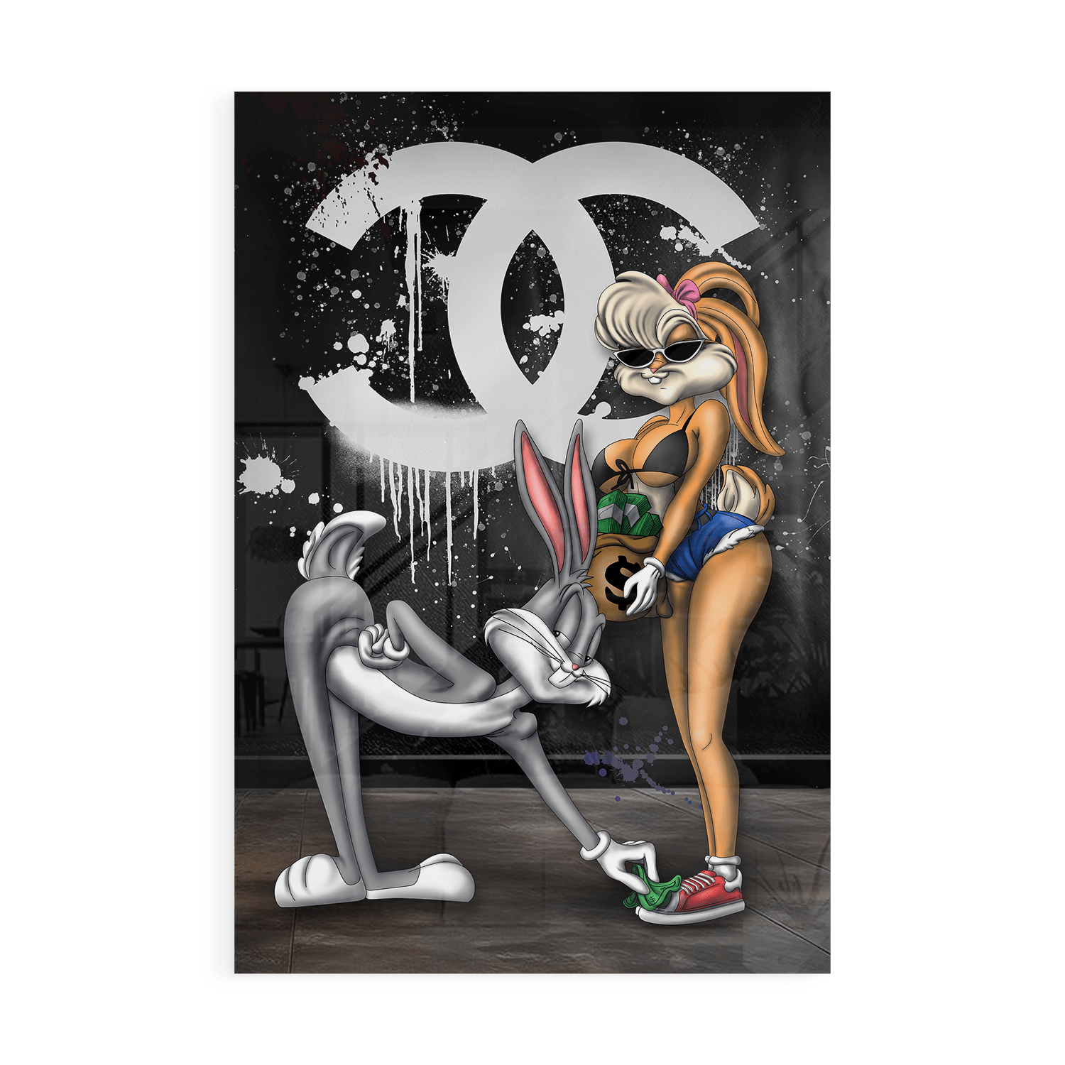 CASH & CURVES*Plexiglas*40x60*Plexiglas*Kunstwerk*Masculina.nl