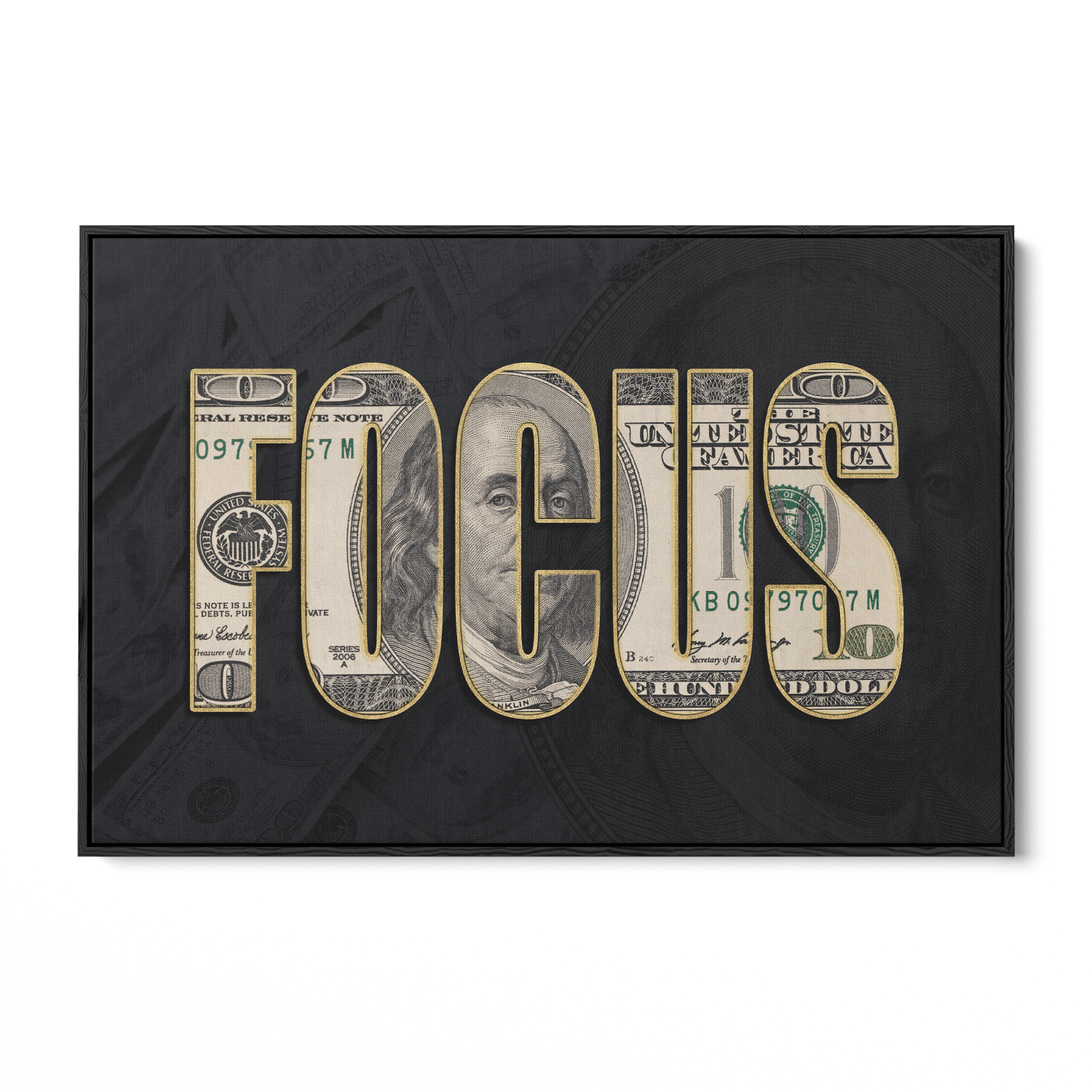 DOLLAR - FOCUS*Canvas*60x40*Baklijst*Kunstwerk*Masculina.nl