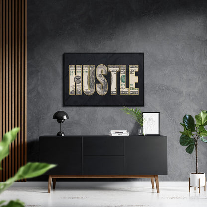 DOLLAR - HUSTLE*Canvas*60x40*Baklijst*Kunstwerk*Masculina.nl