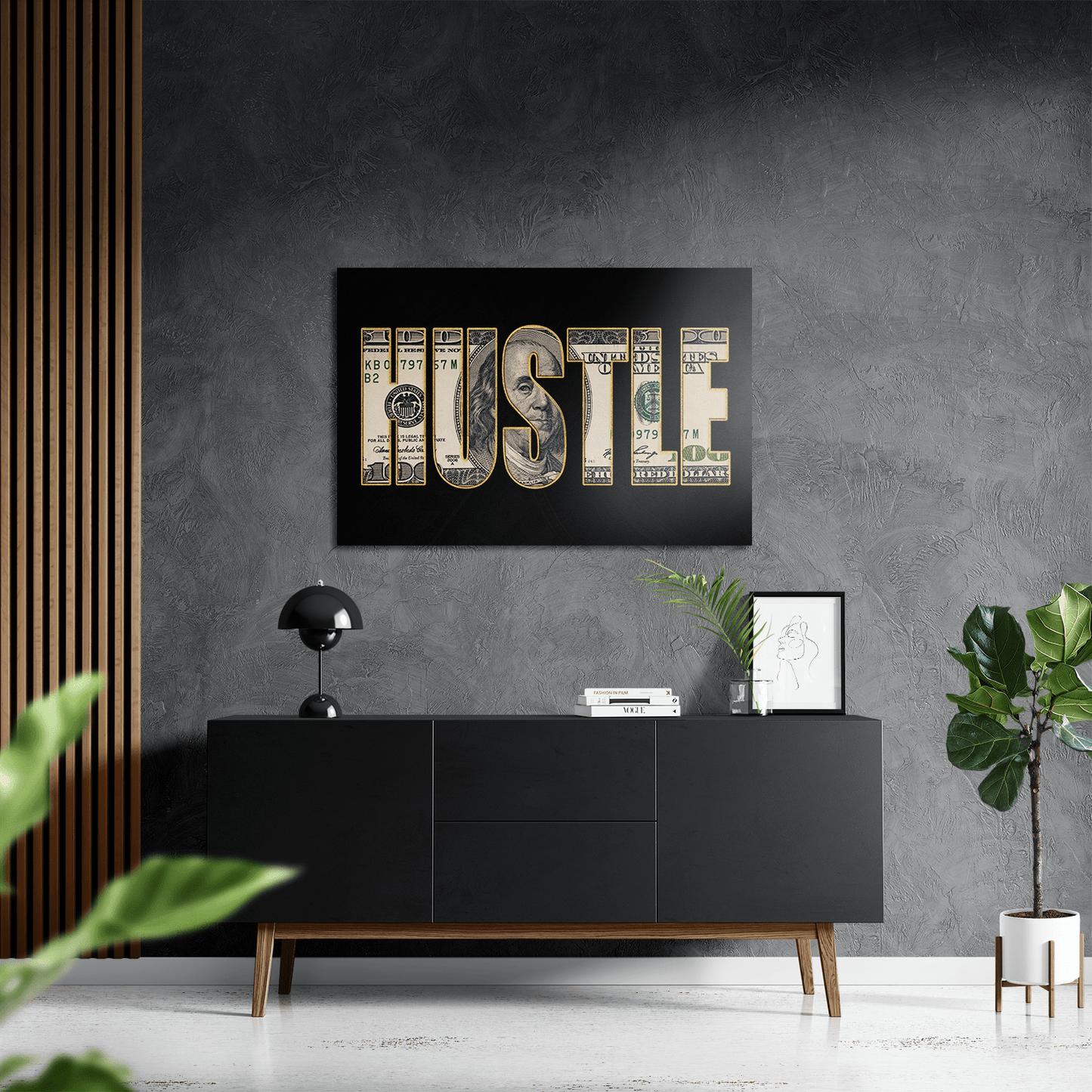 DOLLAR - HUSTLE*Dibond*60x40*Dibond*Kunstwerk*Masculina.nl
