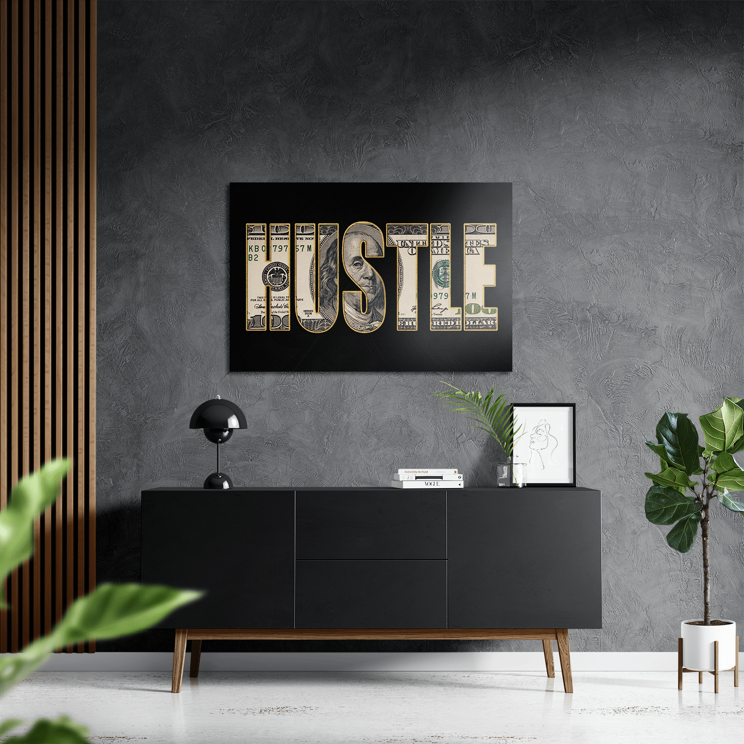 DOLLAR - HUSTLE*Dibond*60x40*Dibond*Kunstwerk*Masculina.nl