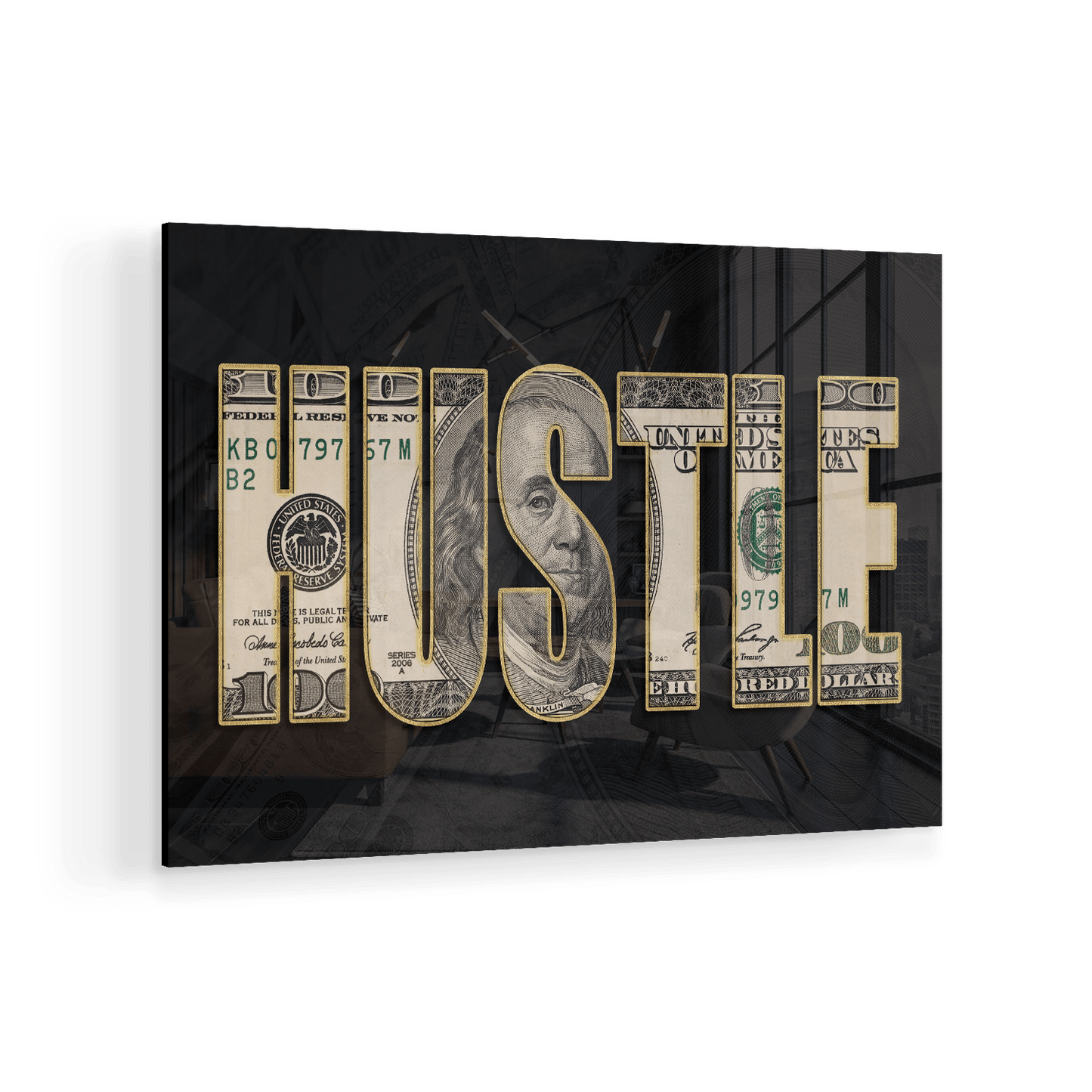 DOLLAR - HUSTLE*Plexiglas*60x40*Plexiglas*Kunstwerk*Masculina.nl