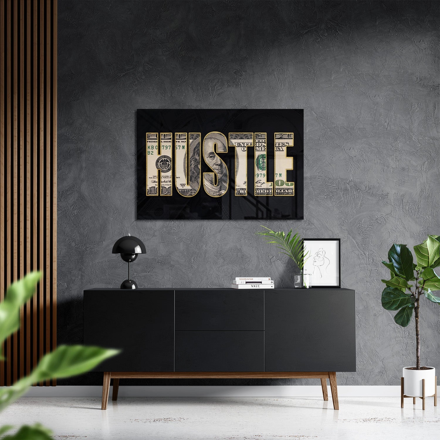 DOLLAR - HUSTLE*Plexiglas*60x40*Plexiglas*Kunstwerk*Masculina.nl
