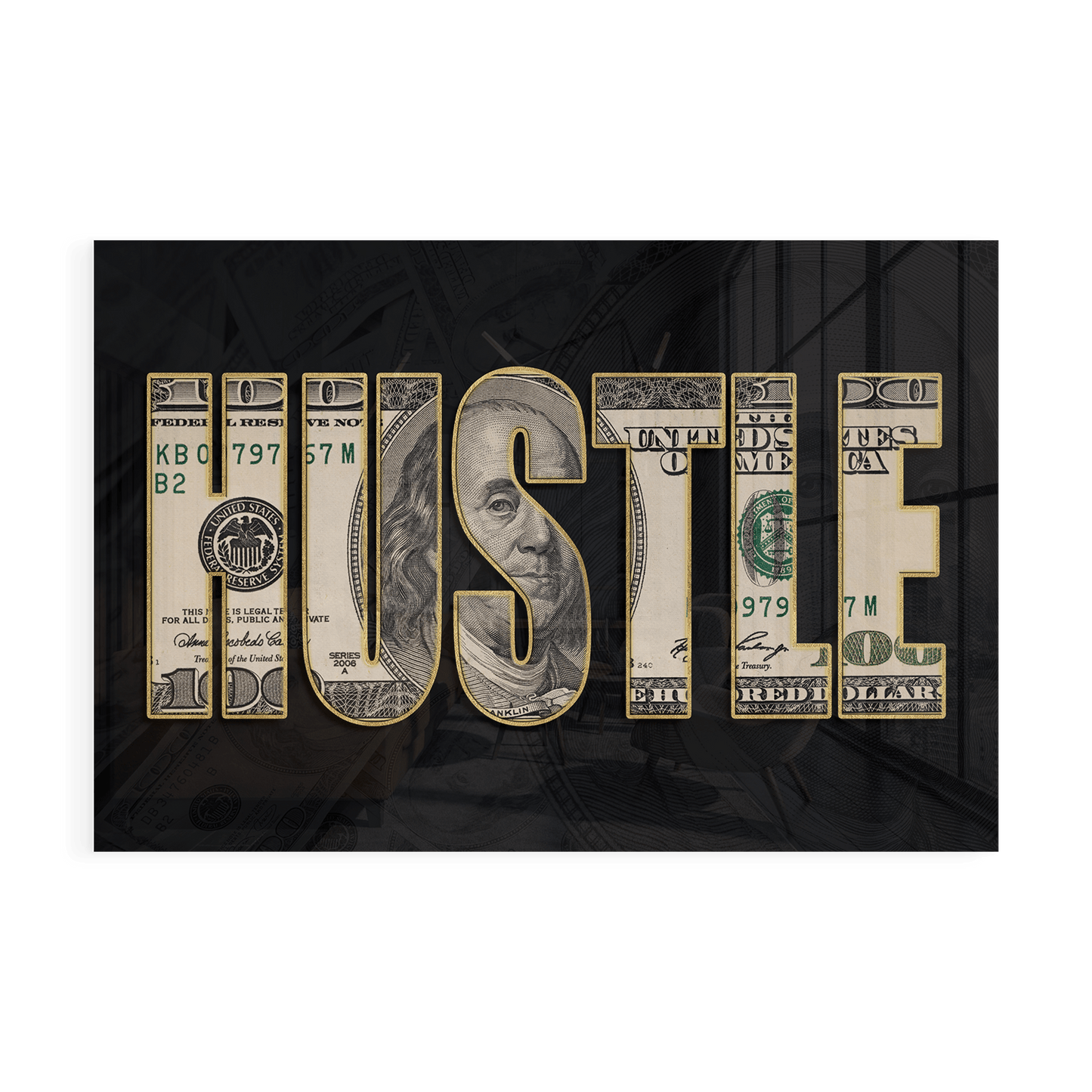 DOLLAR - HUSTLE*Plexiglas*60x40*Plexiglas*Kunstwerk*Masculina.nl