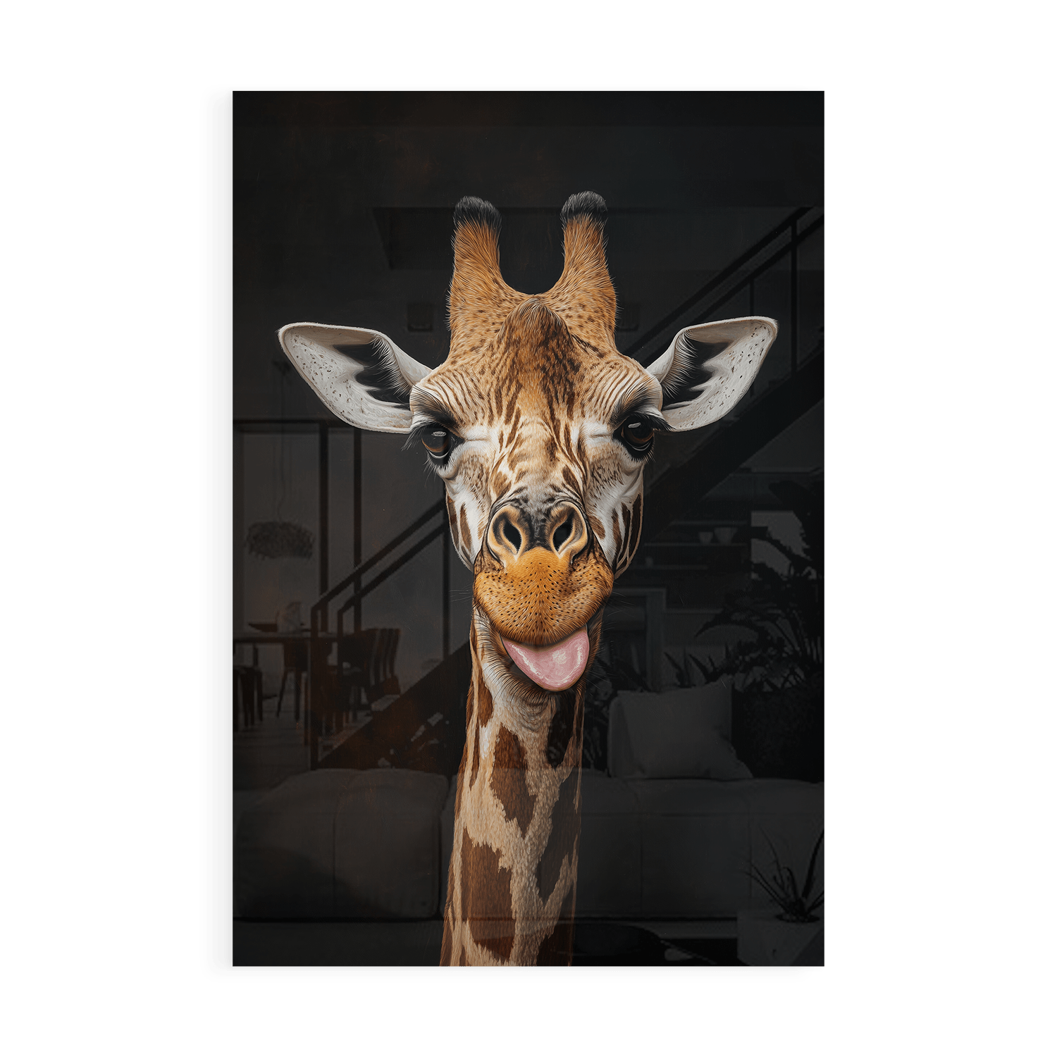 FUNNY GIRAFFE PORTRAIT*Plexiglas*40x60*Plexiglas*Kunstwerk*Masculina.nl