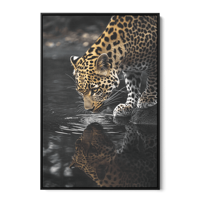 LEOPARD AT WATERSIDE*Canvas*40x60*Baklijst*Kunstwerk*Masculina.nl