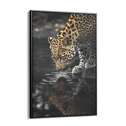 LEOPARD AT WATERSIDE*Canvas*40x60*Baklijst*Kunstwerk*Masculina.nl