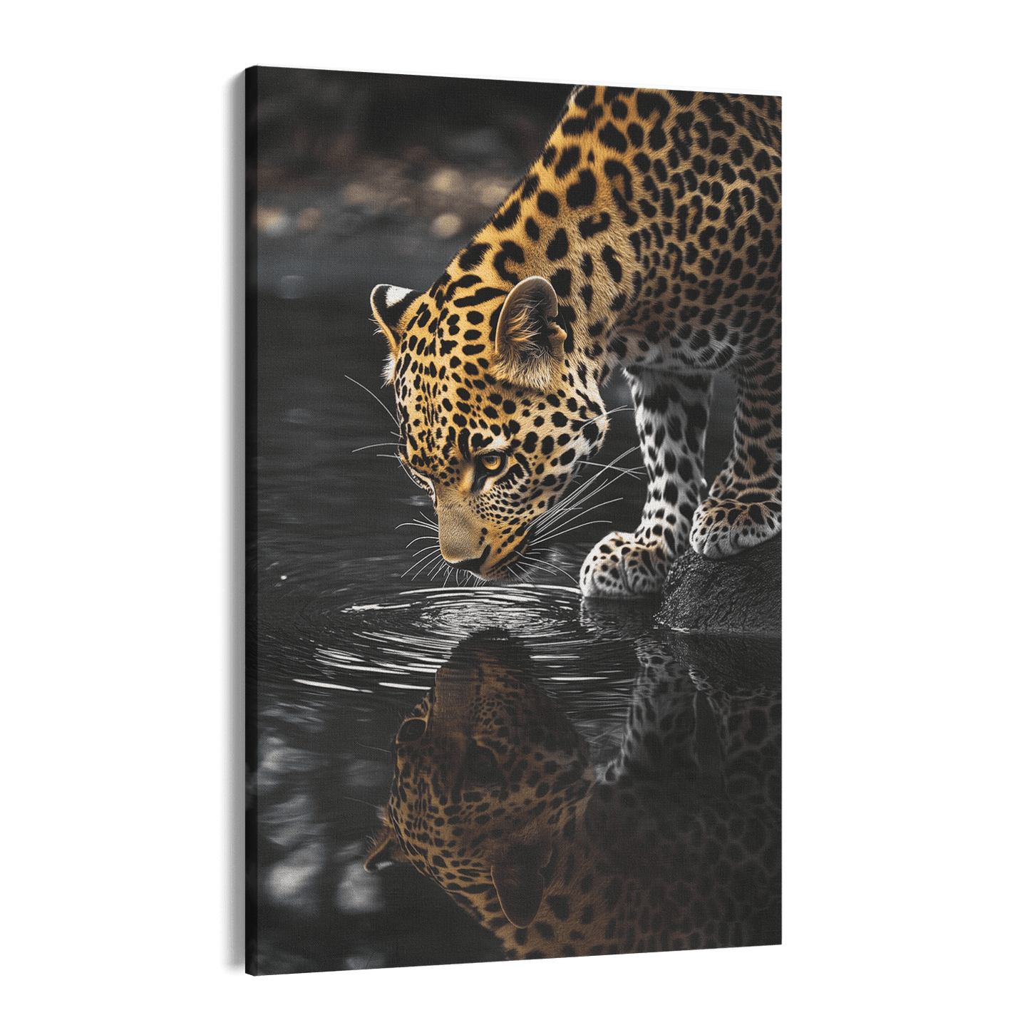 LEOPARD AT WATERSIDE*Canvas*40x60*Canvas*Kunstwerk*Masculina.nl