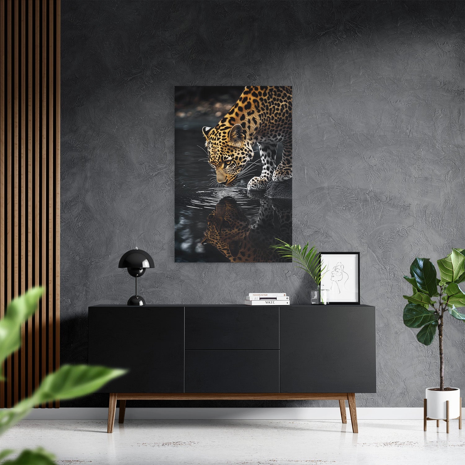 LEOPARD AT WATERSIDE*Canvas*40x60*Canvas*Kunstwerk*Masculina.nl