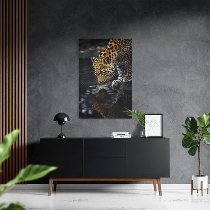 LEOPARD AT WATERSIDE*Canvas*40x60*Canvas*Kunstwerk*Masculina.nl