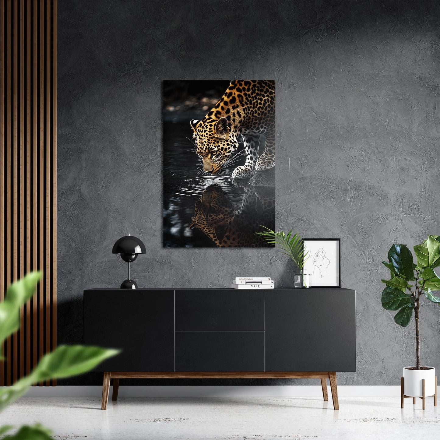 LEOPARD AT WATERSIDE*Dibond*40x60*Dibond*Kunstwerk*Masculina.nl