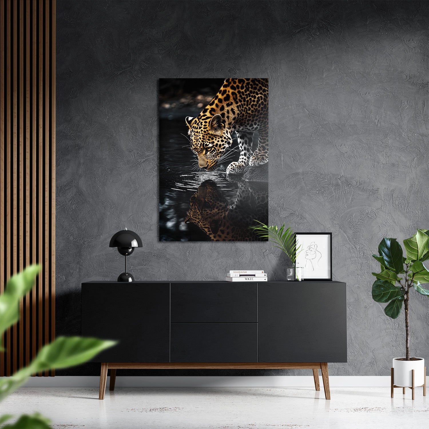 LEOPARD AT WATERSIDE*Dibond*40x60*Dibond*Kunstwerk*Masculina.nl