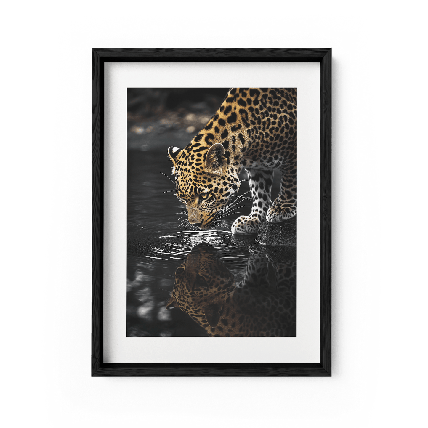 LEOPARD AT WATERSIDE*Papier*40x60*Papier*Kunstwerk*Masculina.nl