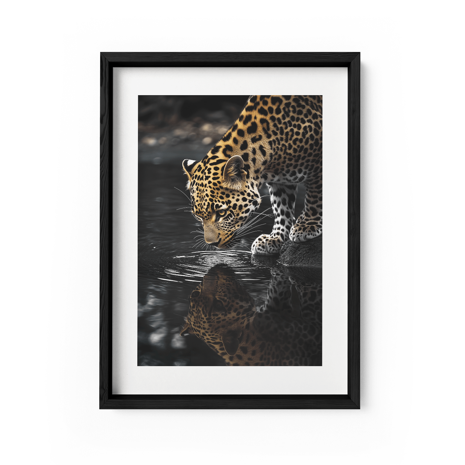 LEOPARD AT WATERSIDE*Papier*40x60*Papier*Kunstwerk*Masculina.nl