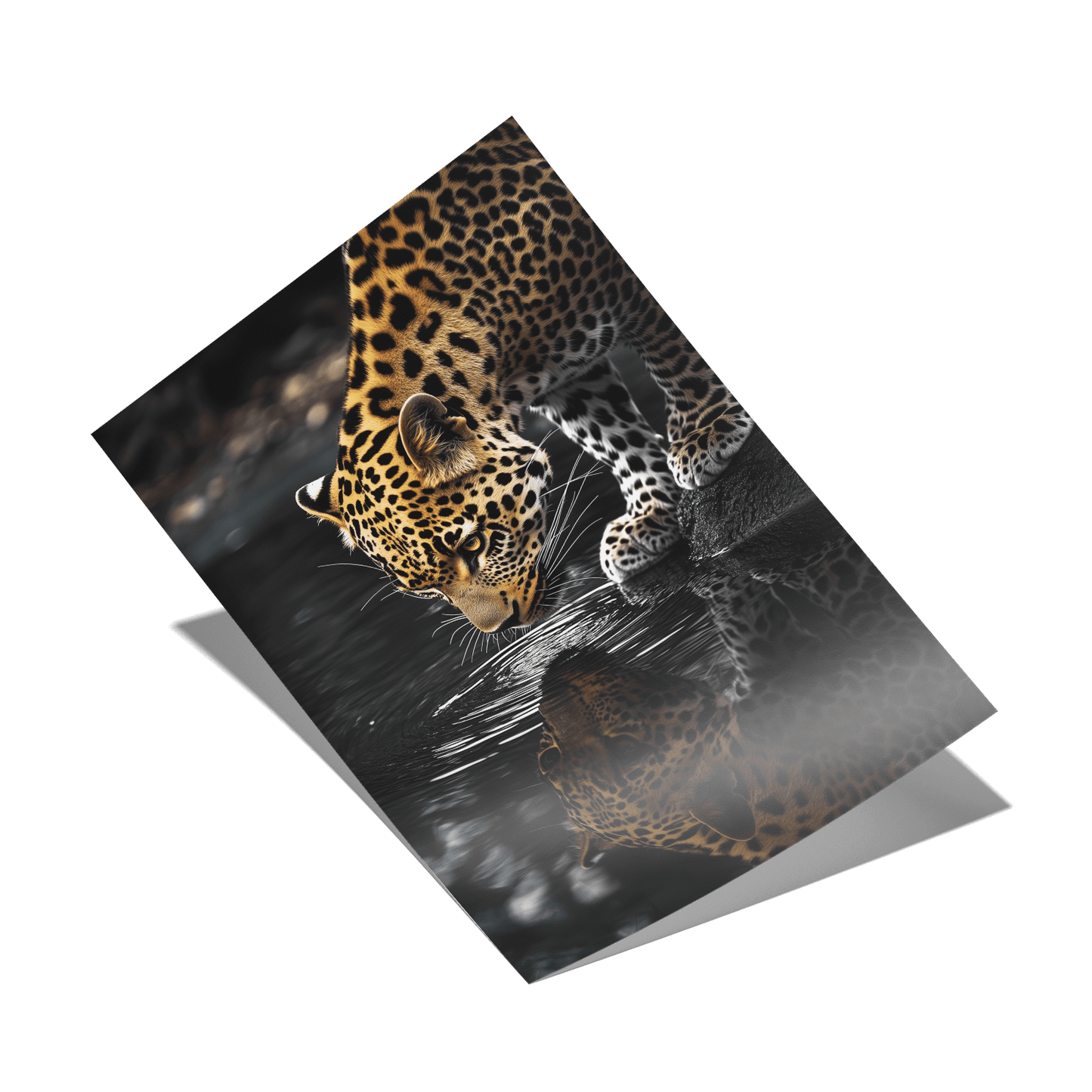 LEOPARD AT WATERSIDE*Papier*40x60*Papier*Kunstwerk*Masculina.nl