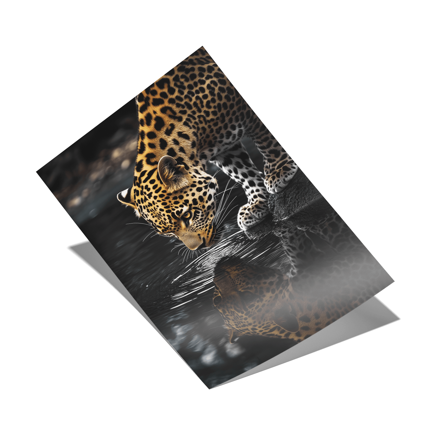 LEOPARD AT WATERSIDE*Papier*40x60*Papier*Kunstwerk*Masculina.nl